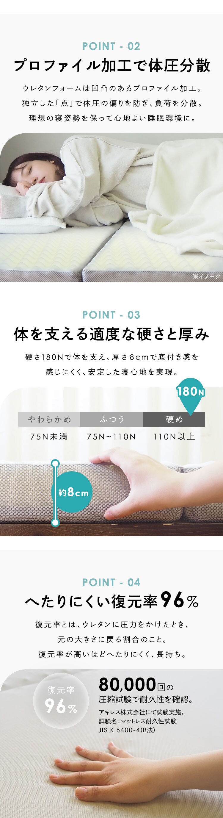 Achilles 調湿機能付き高反発3つ折りマットレス グレー 【時間指定不可】【代引不可】【同梱不可】1