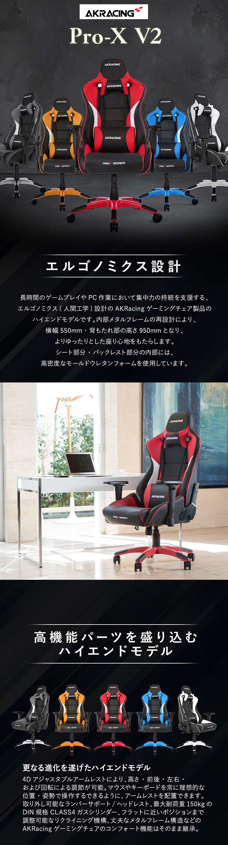 AKRacing エーケーレーシング ゲーミングチェア AKR-Pro-XV2 グレー0