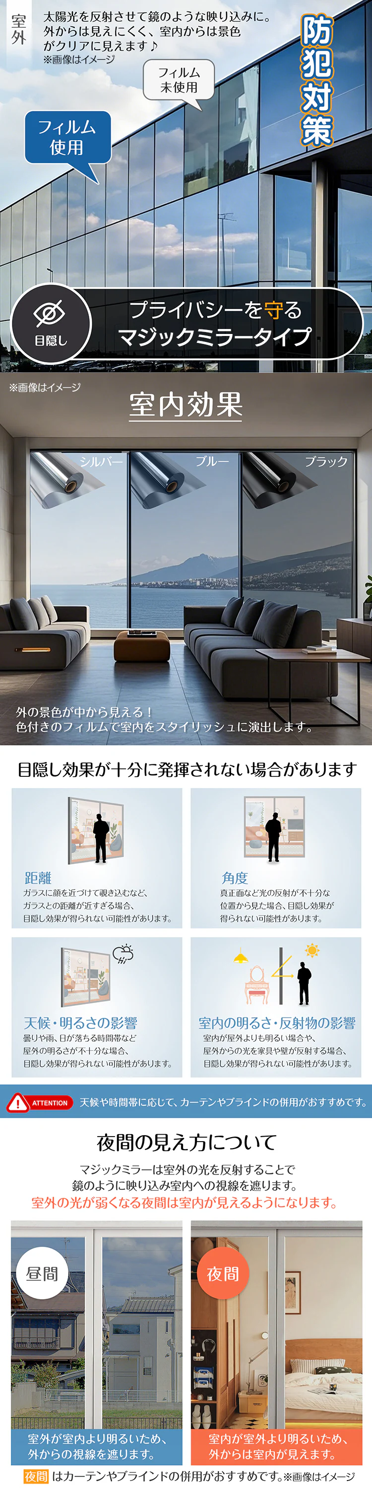 ガラスフィルム 防犯飛散防止(約)90&times;200cm in034-90-si シルバー1