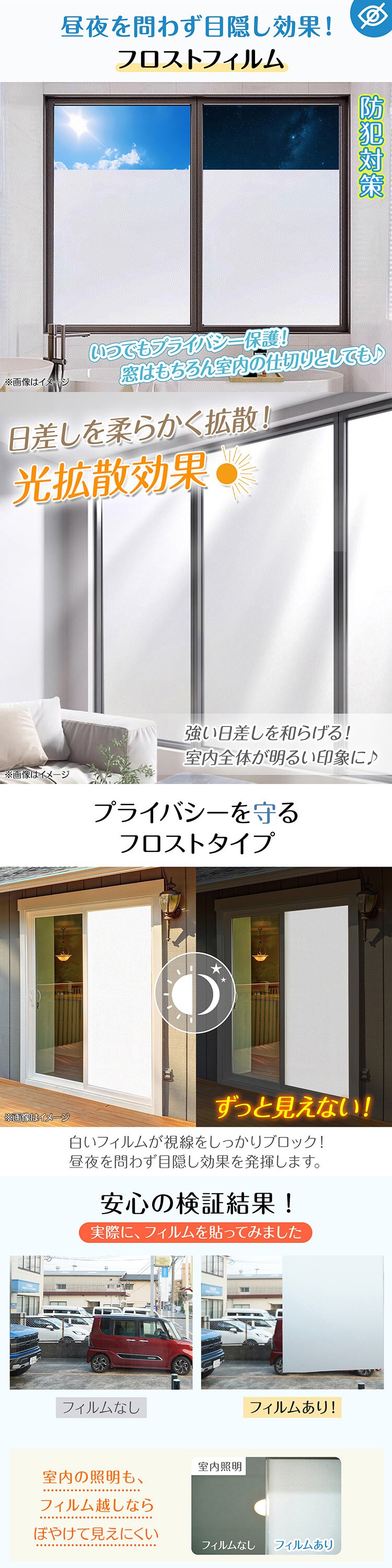 ガラスフィルム フロスト (約)60&times;200cm　in035-60-a すりガラス調0