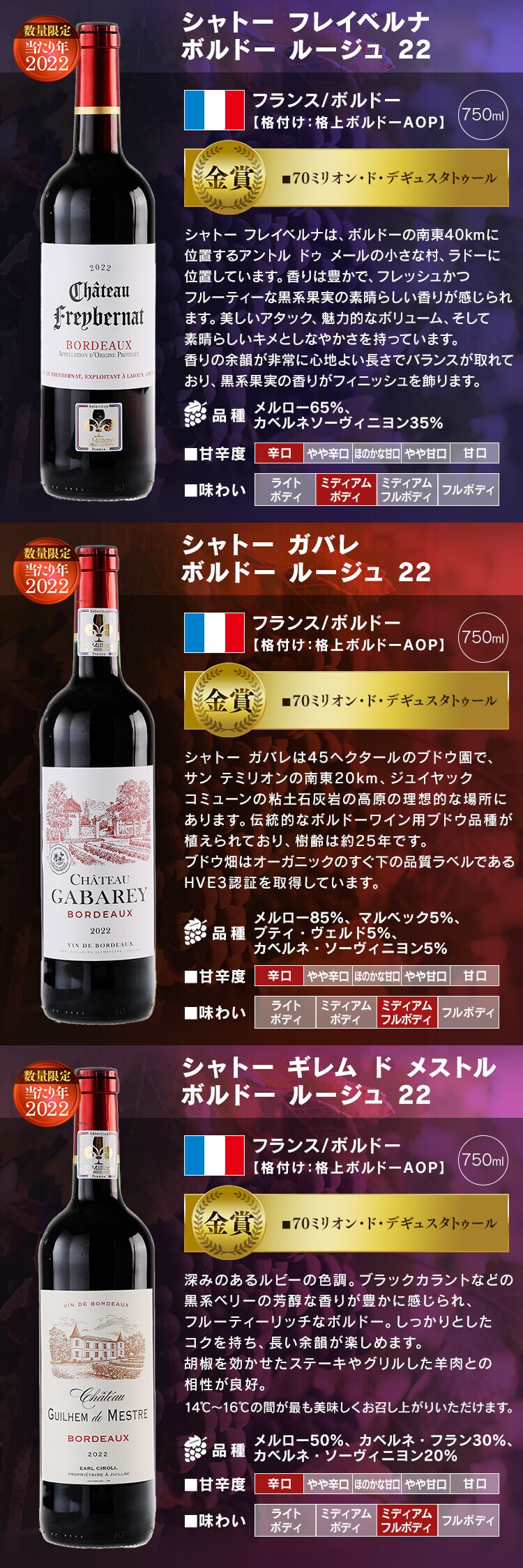 【11490円OFFクーポン配布中！】フランス・ボルドー赤ワイン　金賞　12本セット 6