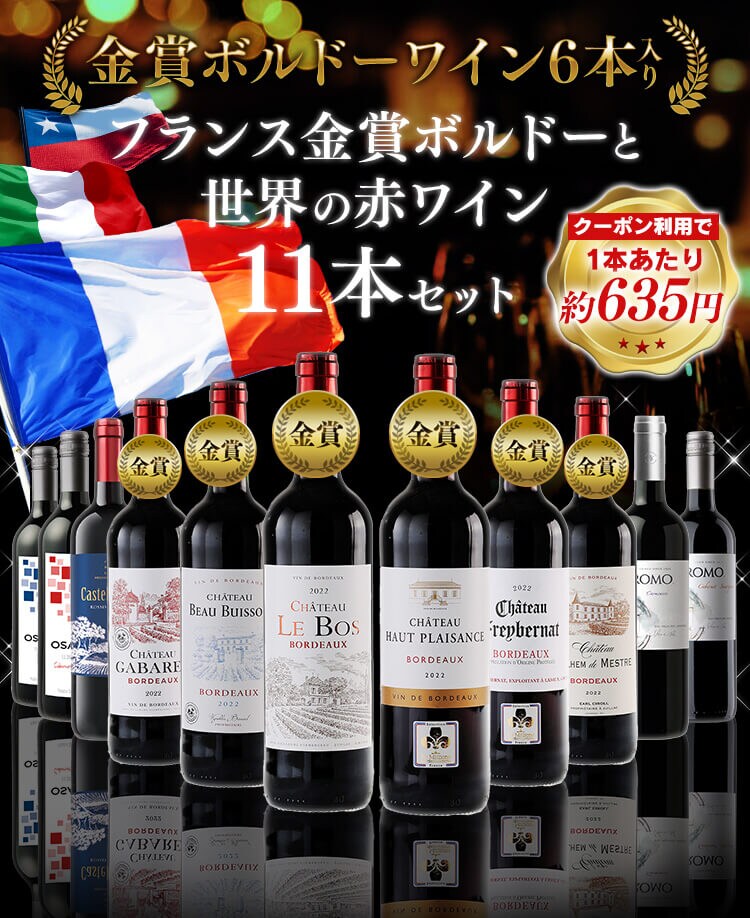 【9820円OFFクーポン配布中！】フランス金賞ワインと世界の赤ワイン 11本セット0