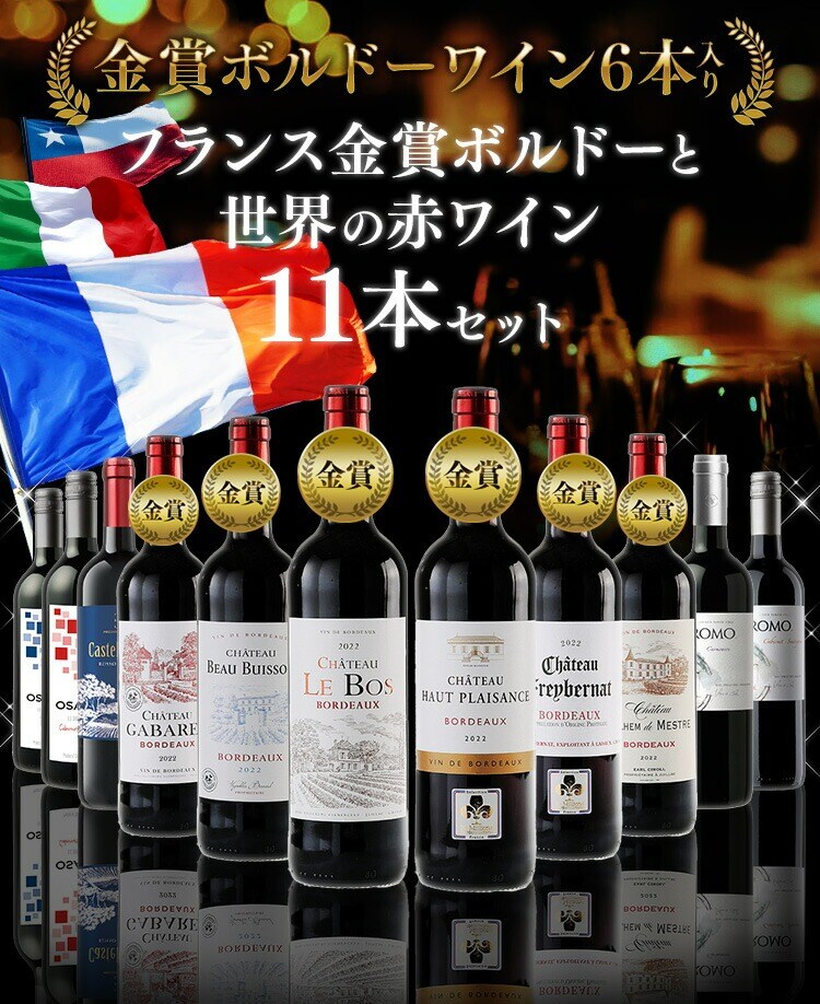 フランス金賞ワインと世界の赤ワイン 11本セット0