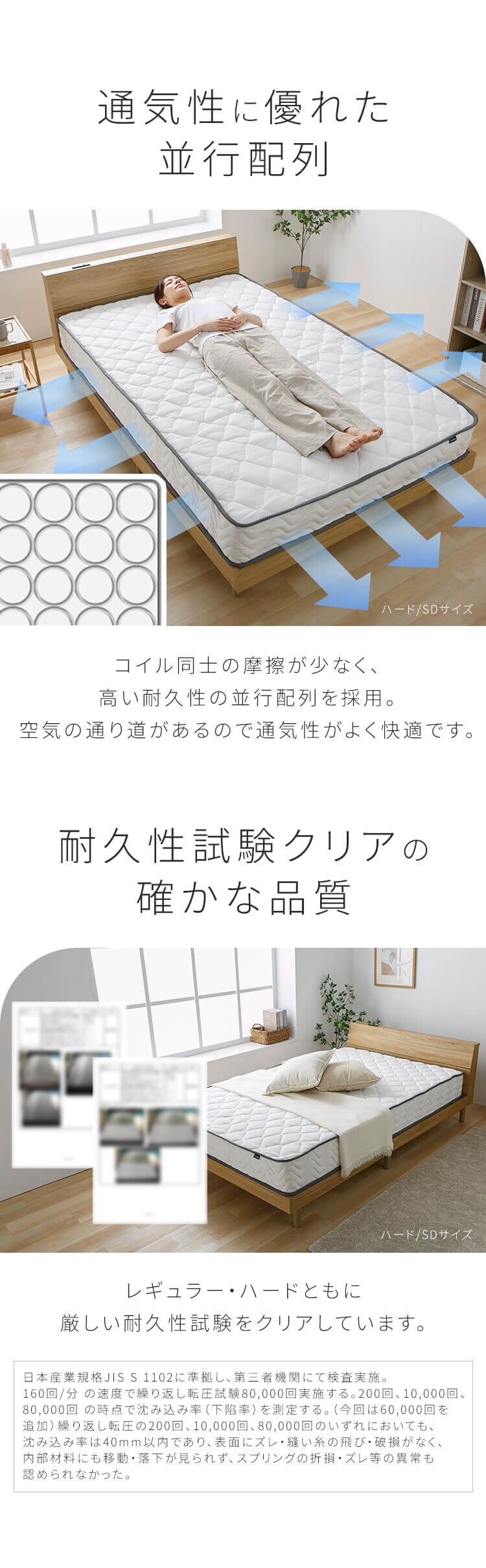 超高密度ポケットコイルマットレスHARD SD PC1104(H) 6