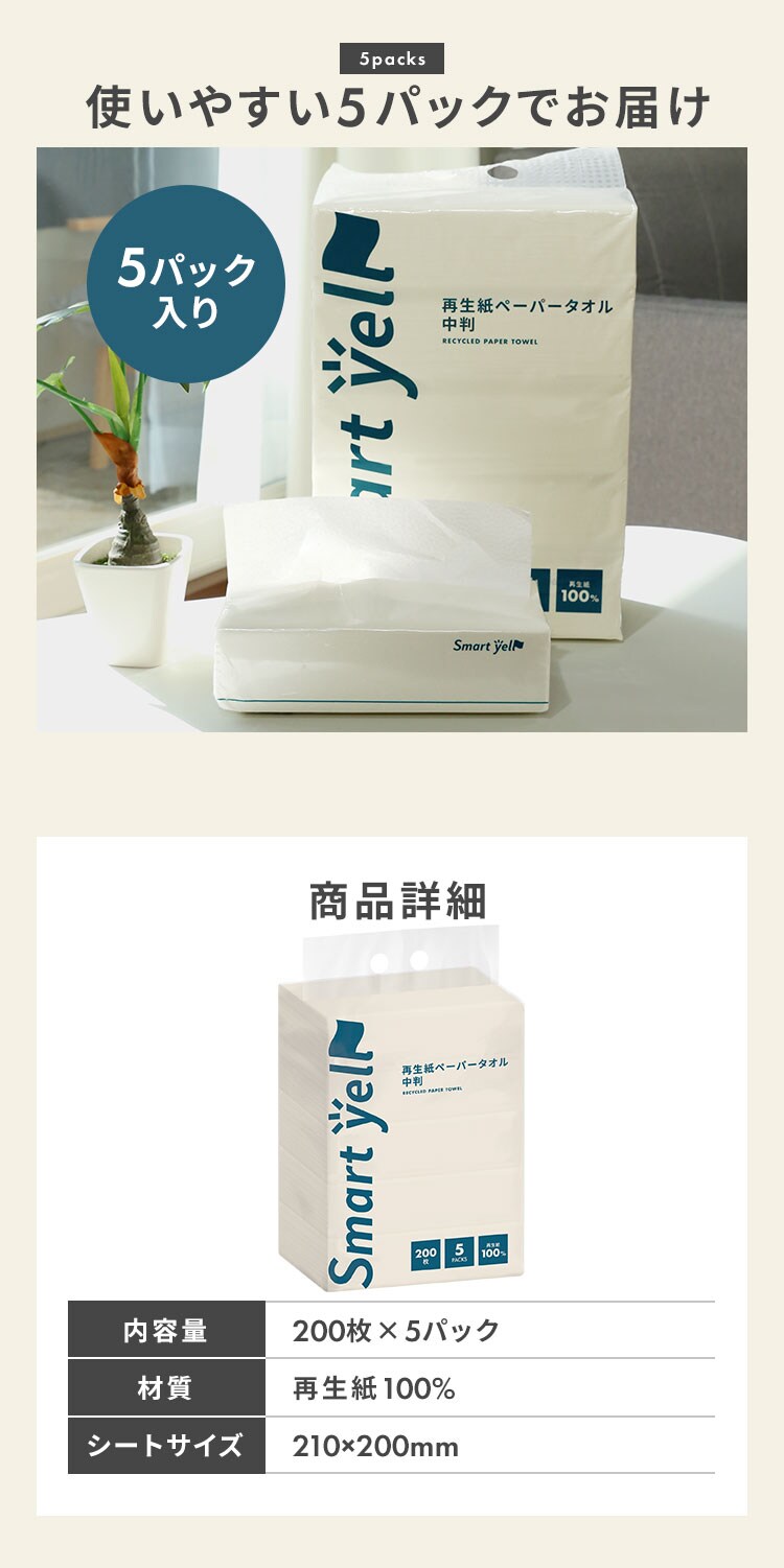 ペーパータオル 再生紙 中判【SYCP】2