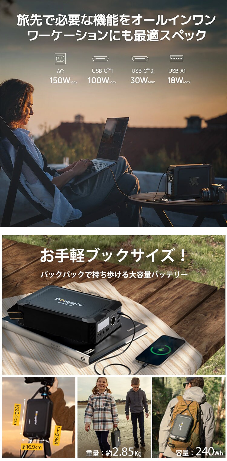 BougeRV ポータブル電源 JuiceGoPro 240Wh SYZ-240J 【プラザセレクト】0