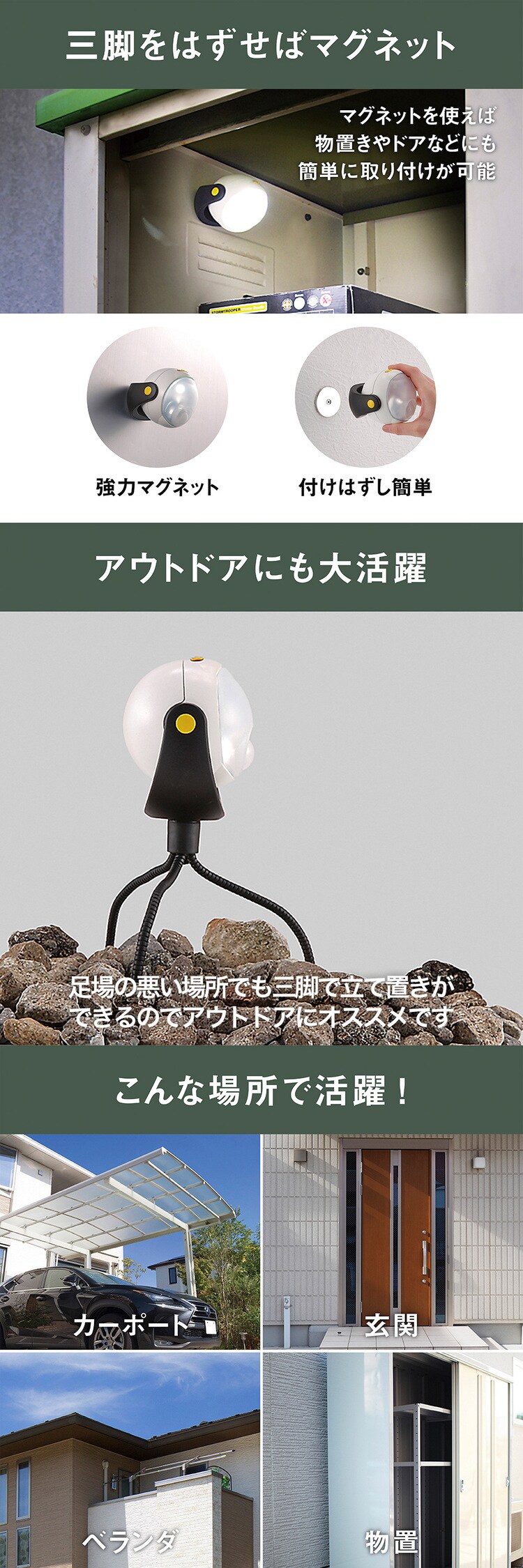 どこでもセンサーライト　乾電池式 ホワイト ASL-090 1