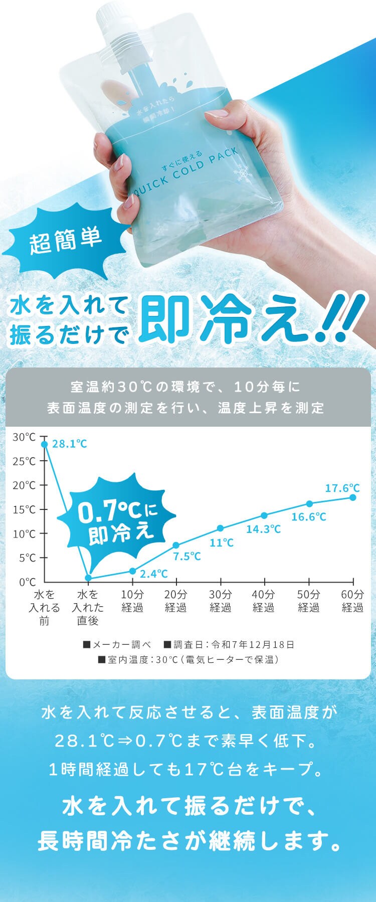 すぐに使える　QUICK COLD PACK　クイックコールドパック　11&times;16cm　2個入り1