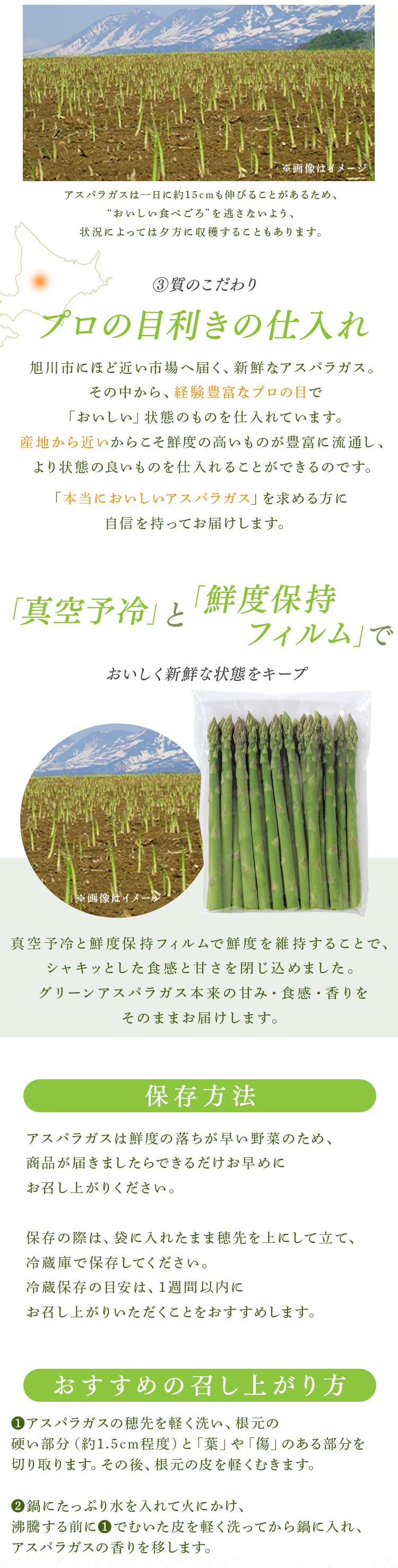 美瑛産グリーンアスパラガス1kg （500ｇ&times;2） 【時間指定不可】【代引不可】【同梱不可】2