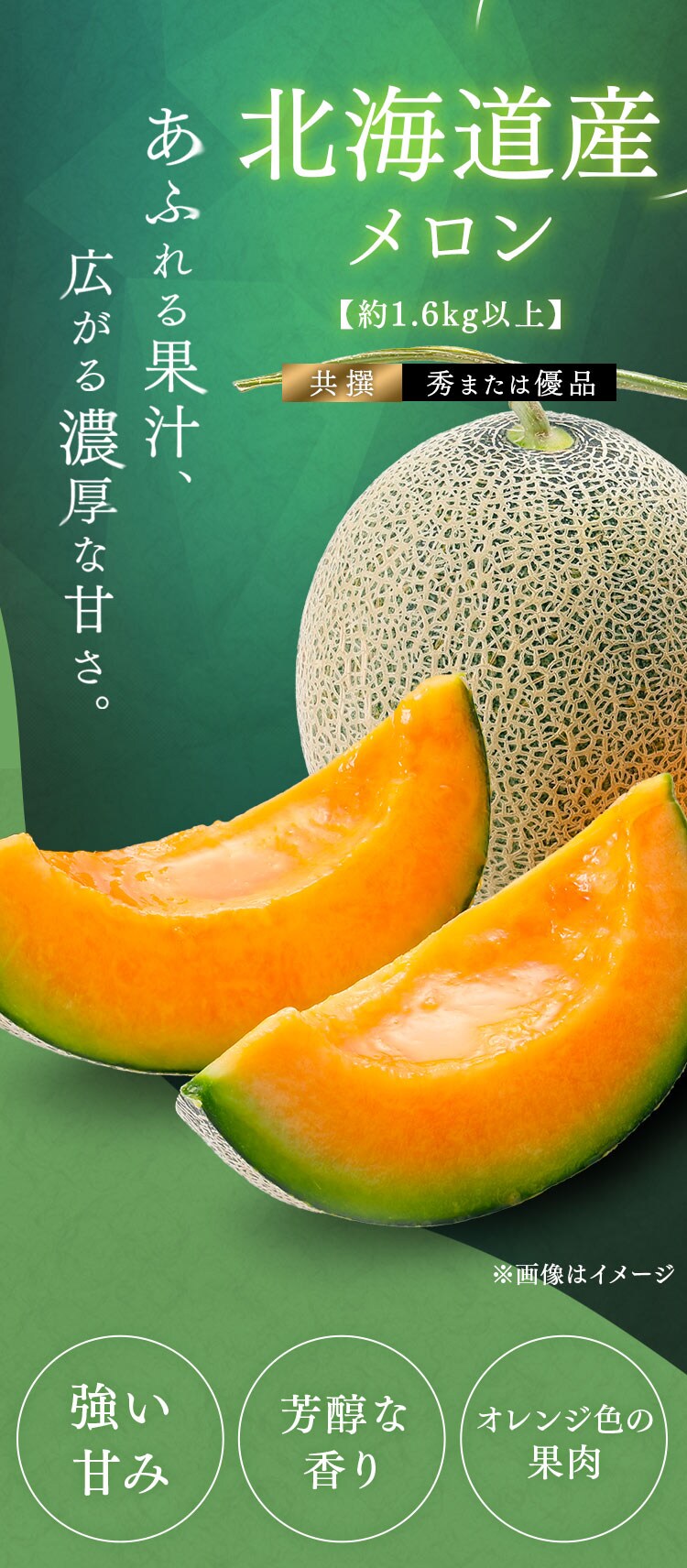 北海道産赤肉メロン1玉(1玉約1.6kg以上)1