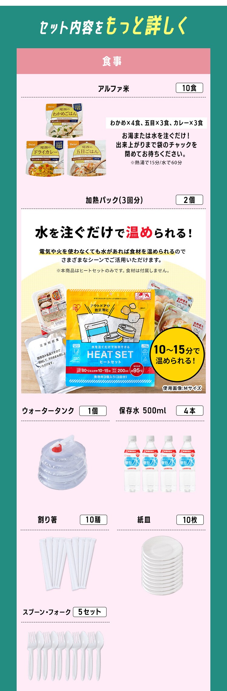 防災リュック 2人用 51点 食品付き 防災セット7