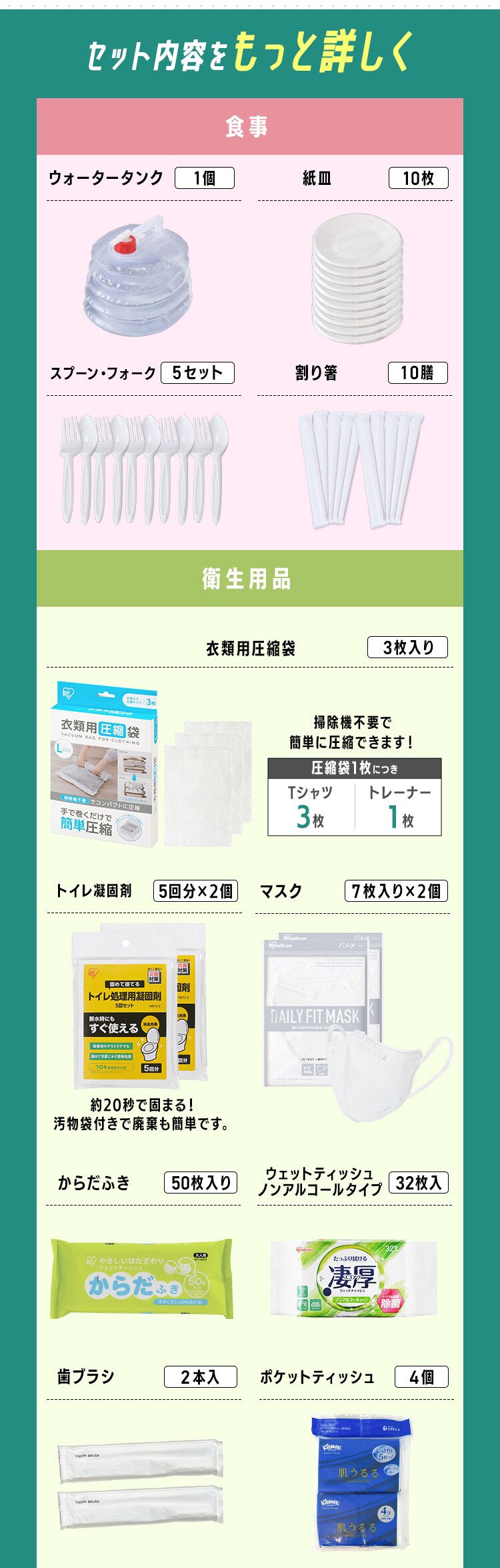 防災リュック 2人用 35点 防災セット7