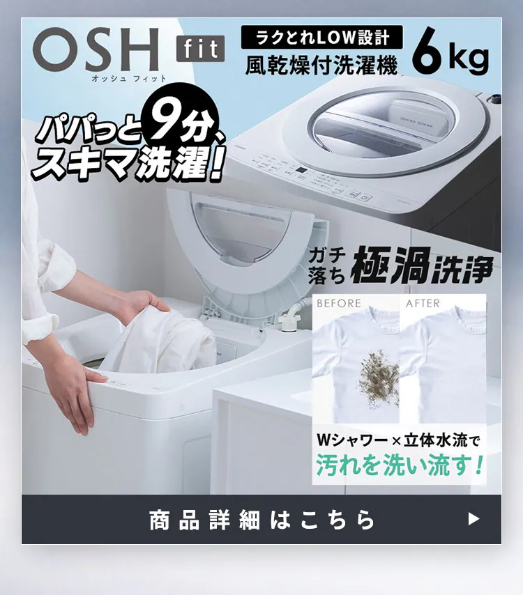 【設置無料】 家電2点セット 縦型洗濯機 OSH fit 6kg +大凍量冷蔵庫 301LITW-60B01-W+IRSN-I30A-W2