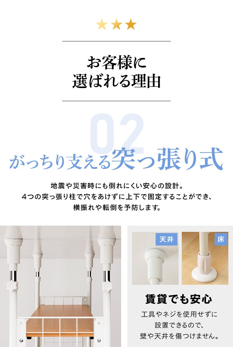 ランドリーラック 突っ張り CW1149-07 ホワイト5