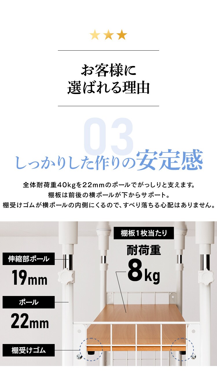 ランドリーラック 突っ張り CW1149-07 ホワイト6