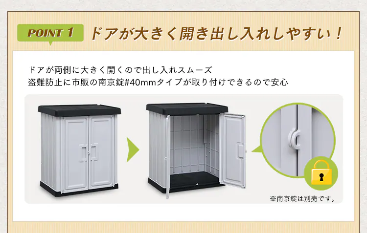 ポイント1 ドアが大きく開き出し入れしやすい!