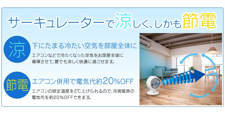サーキュレーターで涼しく、しかも節電
