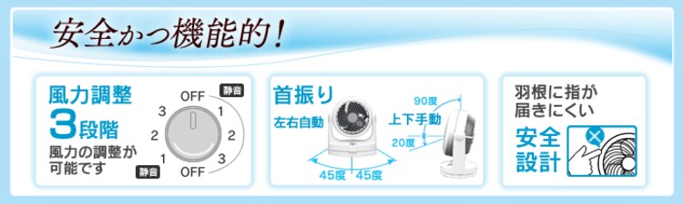 強力コンパクトサーキュレーター 静音・首振り CFA-152-W/Pホワイト/ピンク2