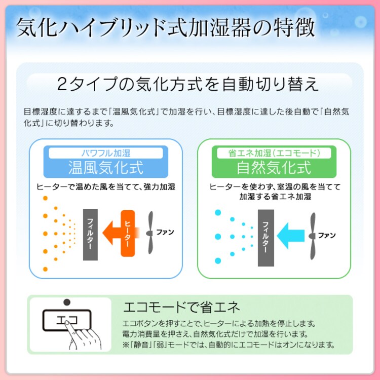 気化ハイブリット加湿器 500ml ARK-500Z-N ゴールド (イオン発生装置搭載)2