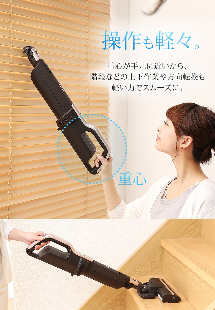 【訳あり】極細軽量スティッククリーナー(スタンド・モップ付) 18