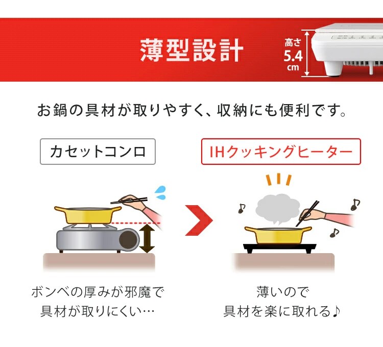 IHコンロ 1口 1000Ｗ IHK-T36-W ホワイト2