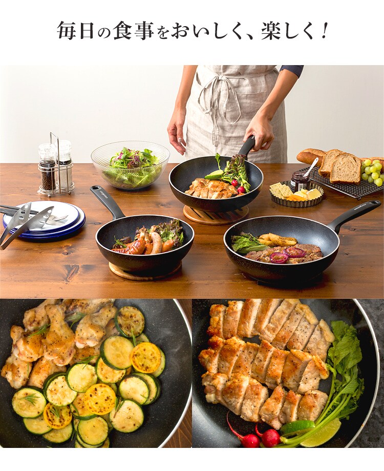 グリーンシェフ ロックスフライパン 28cm IH GC-RF-28I ブラック12