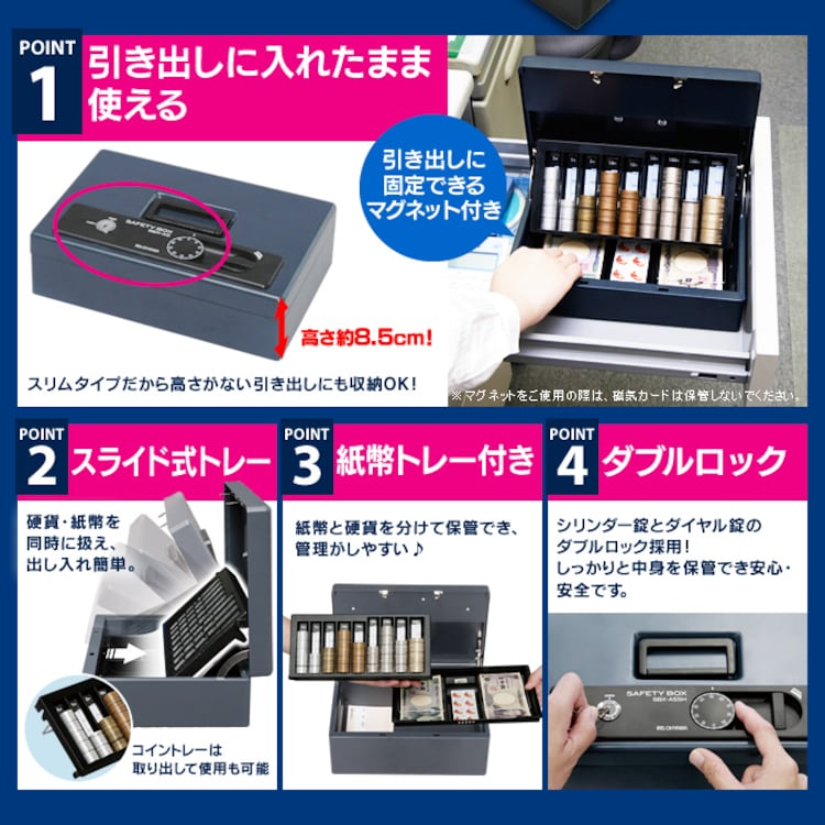 手提げ金庫 A5サイズ SBX-A5SH ダークブルー1