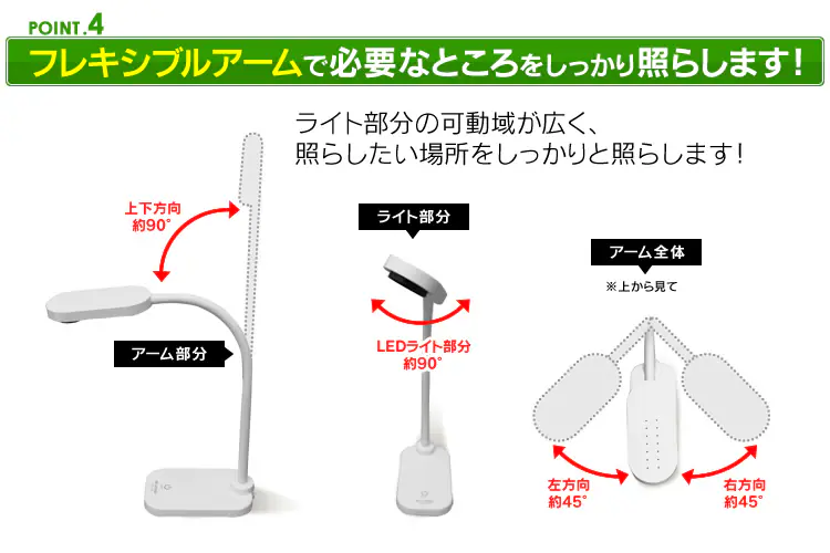 【POINT4】フレキシブルアームで自由自在!