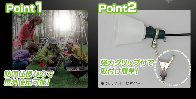 ワークライト LED クリップライト 防滴型 投光器 40形相当 作業灯 485lm ILW-45GBC22