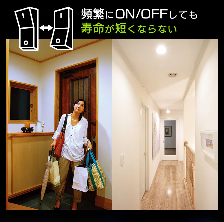 頻繁にON/OFFしても寿命が短くならない
