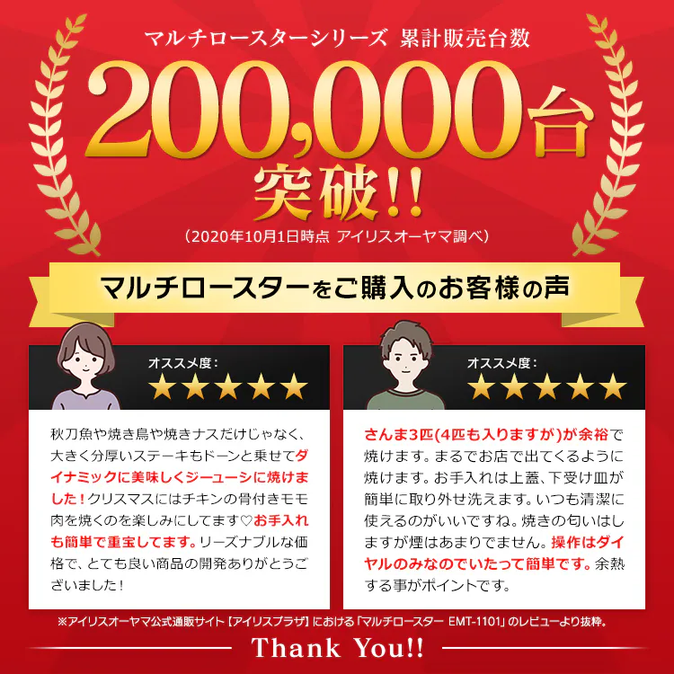マルチロースターシリーズ累計販売台数 200,000台突破!!