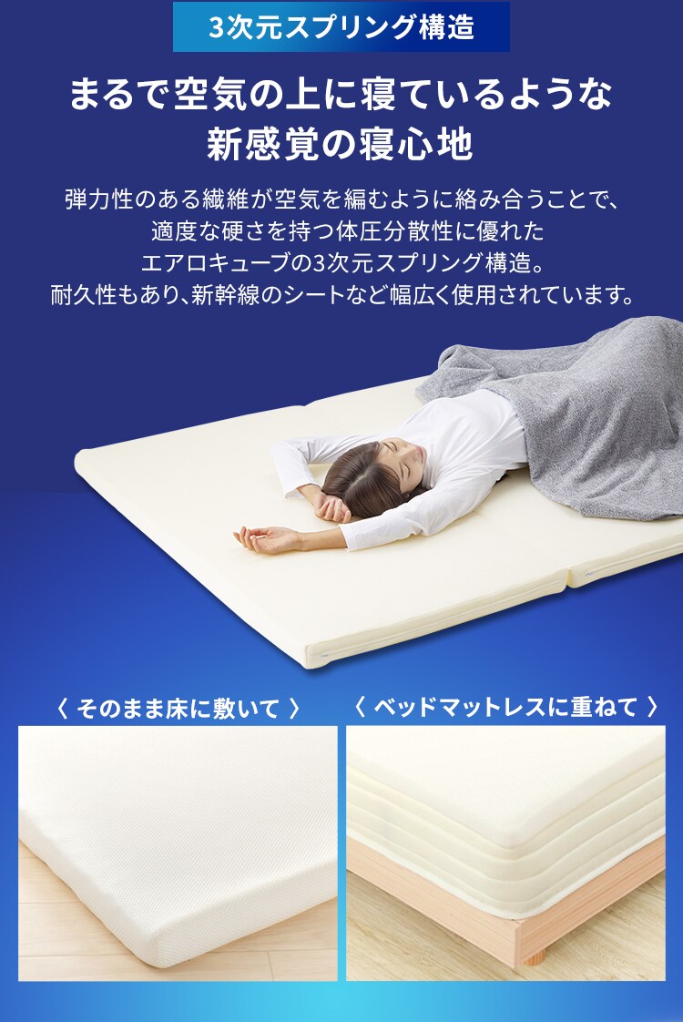 マットレス シングル 洗える 高反発 6つ折り 厚さ5㎝ エアリー