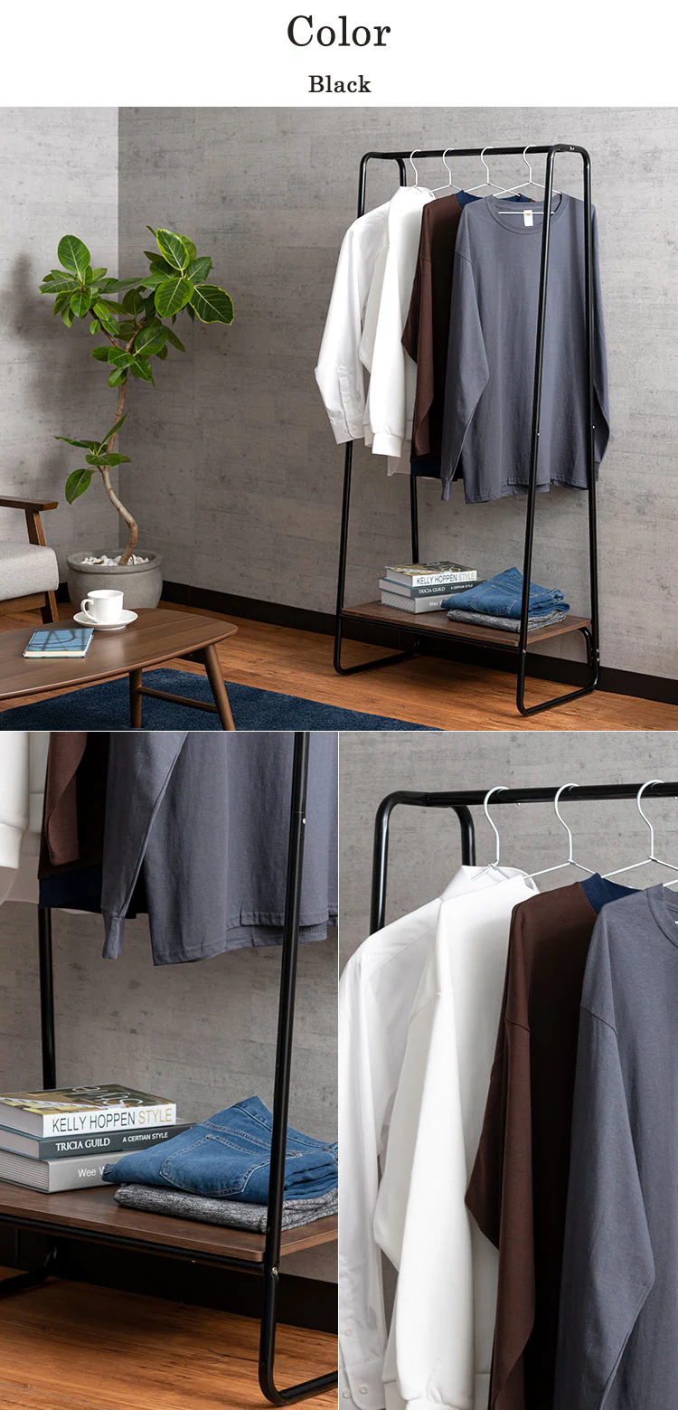 ハンガーラック 1段 プレミアム ボード1枚付き スタイルハンガー2WAYタイプ PI-B1 ブラック 10