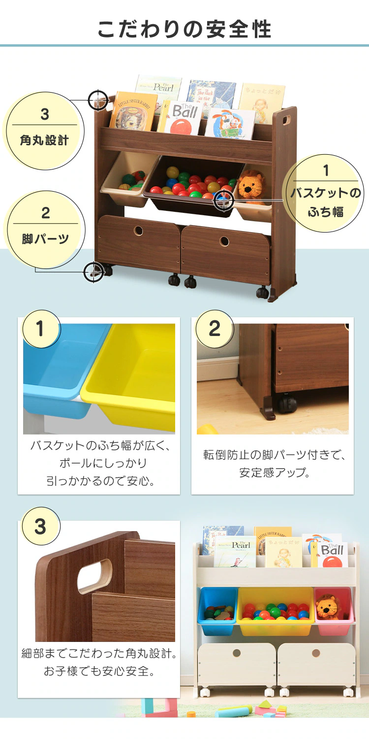 おもちゃ 収納 ボックス 絵本棚付き STHR-13 キャロット4