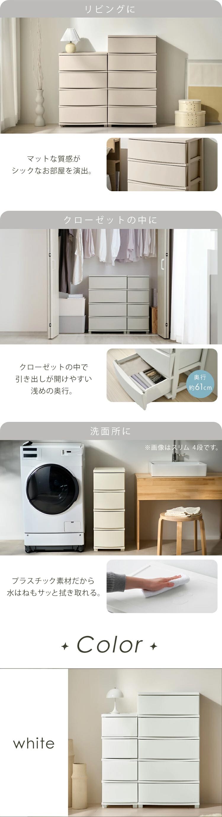 チェスト 3段 組み立て簡単 収納ボックス タンス コロネチェスト CLN-323 ホワイト4