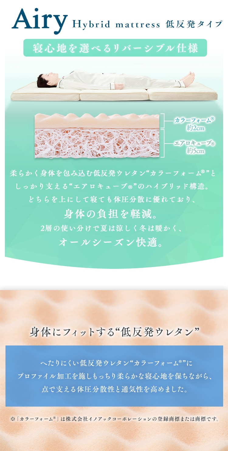 カバー付き】マットレス シングル 3つ折り 厚さ9㎝ エアリー カバー付き】マットレス シングル 3つ折り 厚さ9㎝ エアリー
