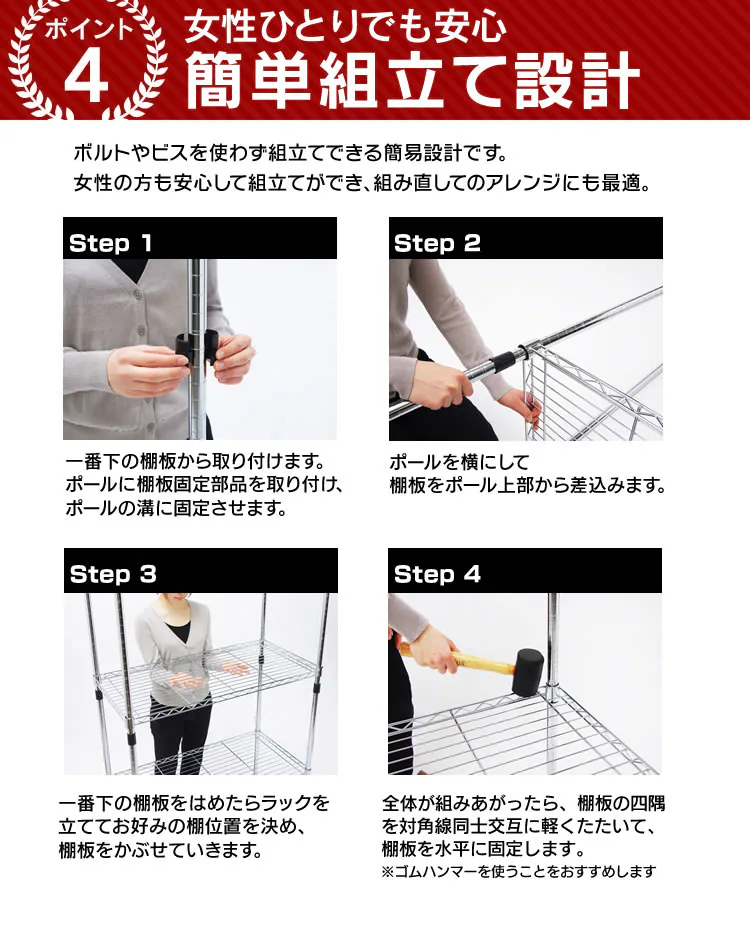 スチールラック 幅91cm メタルラック 4段  SE-915E メタルシェルフ 11