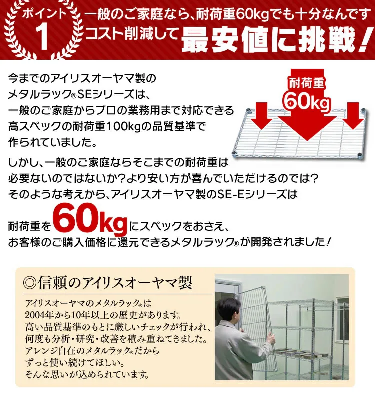 スチールラック 幅91cm メタルラック 4段  SE-915E メタルシェルフ 3