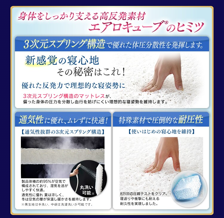 【完売品】マットレス シングル 洗える 3つ折り 厚さ9cm エアリー ハイブリッドタイプ HB90-S ブラウン2