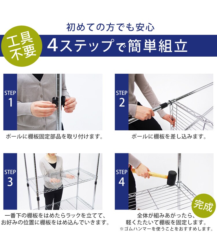 4ステップで簡単組立