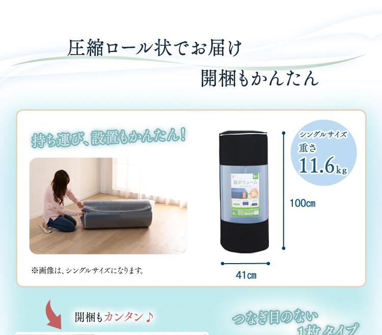圧縮ロール状で持ち運び簡単
