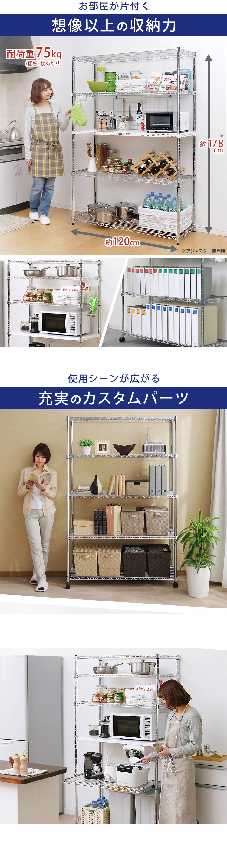 スチールラック 幅120cm メタルラック 5段  SE-1218 メタルラック 5段 4