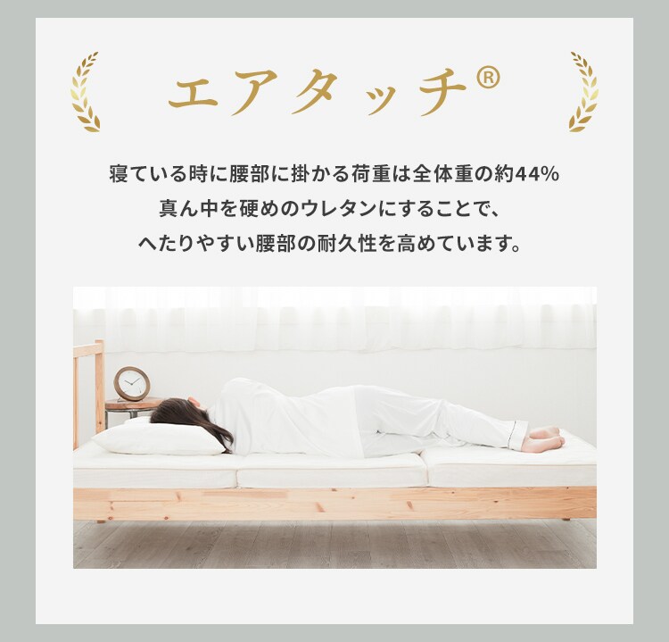 マットレス シングル 洗える 3つ折り 厚さ9㎝ エアリー