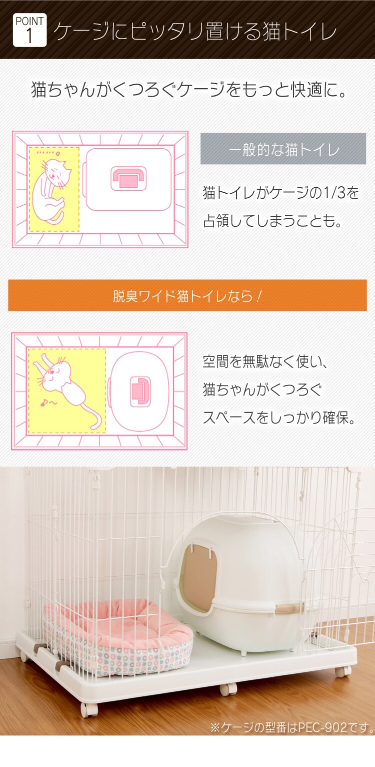 脱臭ワイド猫トイレ WNT-510 ブラウン1