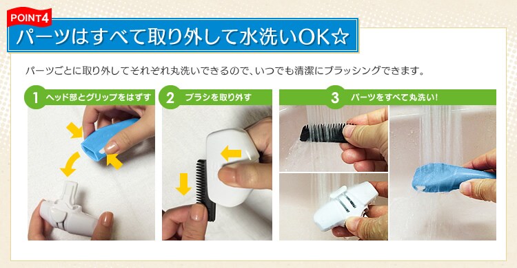 【POINT4】パーツはすべて取り外して水洗いOK！
