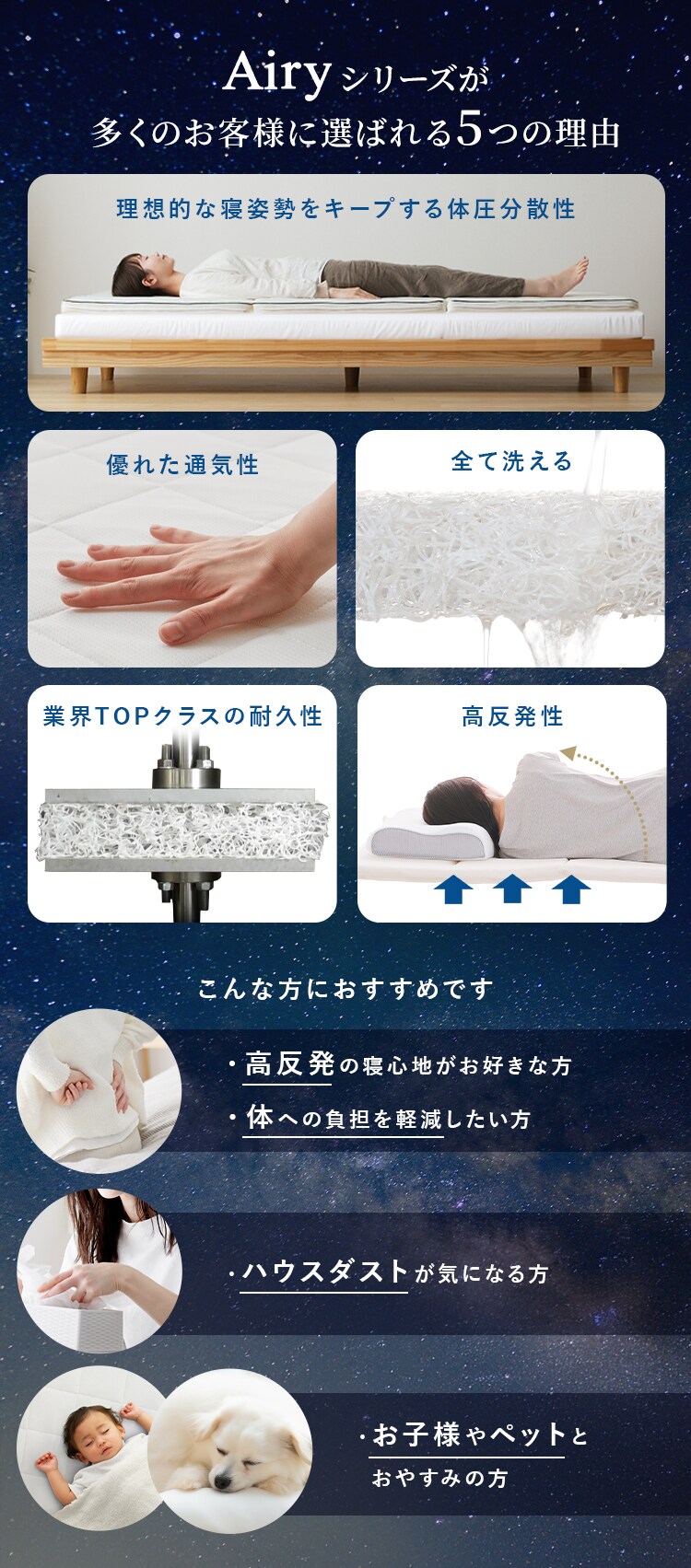 2枚セット】エアリーマットレス シングル 3つ折り 厚さ5㎝ MARS-S