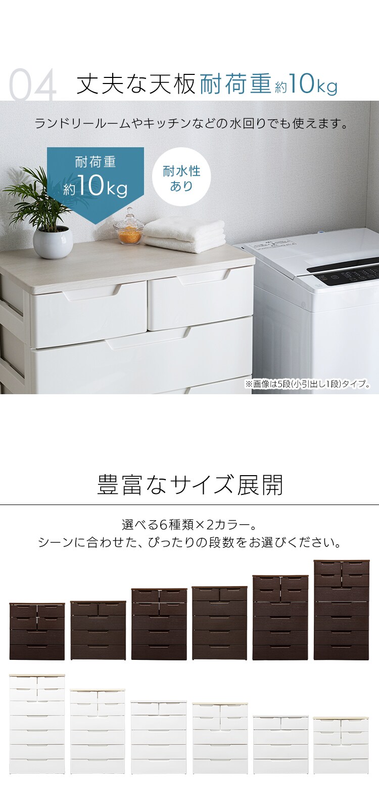 【2個セット】マルチユースチェスト 5段 ホワイト／ホワイト MU-72425