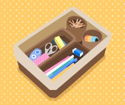 バラバラにならないように、細かいものは専用のケースを用意します