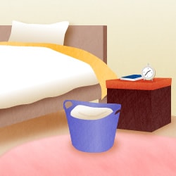 スツールをベッドサイドに