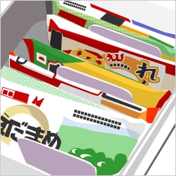 仕切りを入れて横倒しを防ぐ
